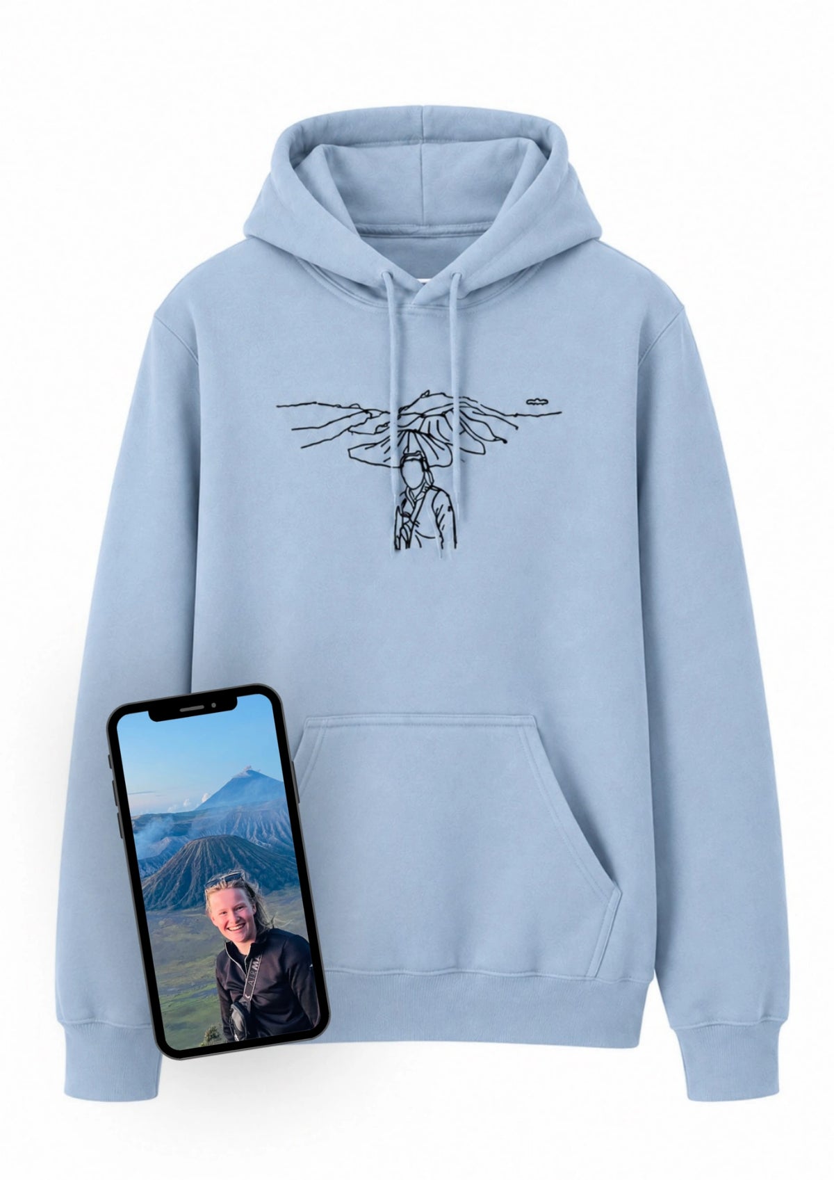 Hoodie (photo + background embroidered)