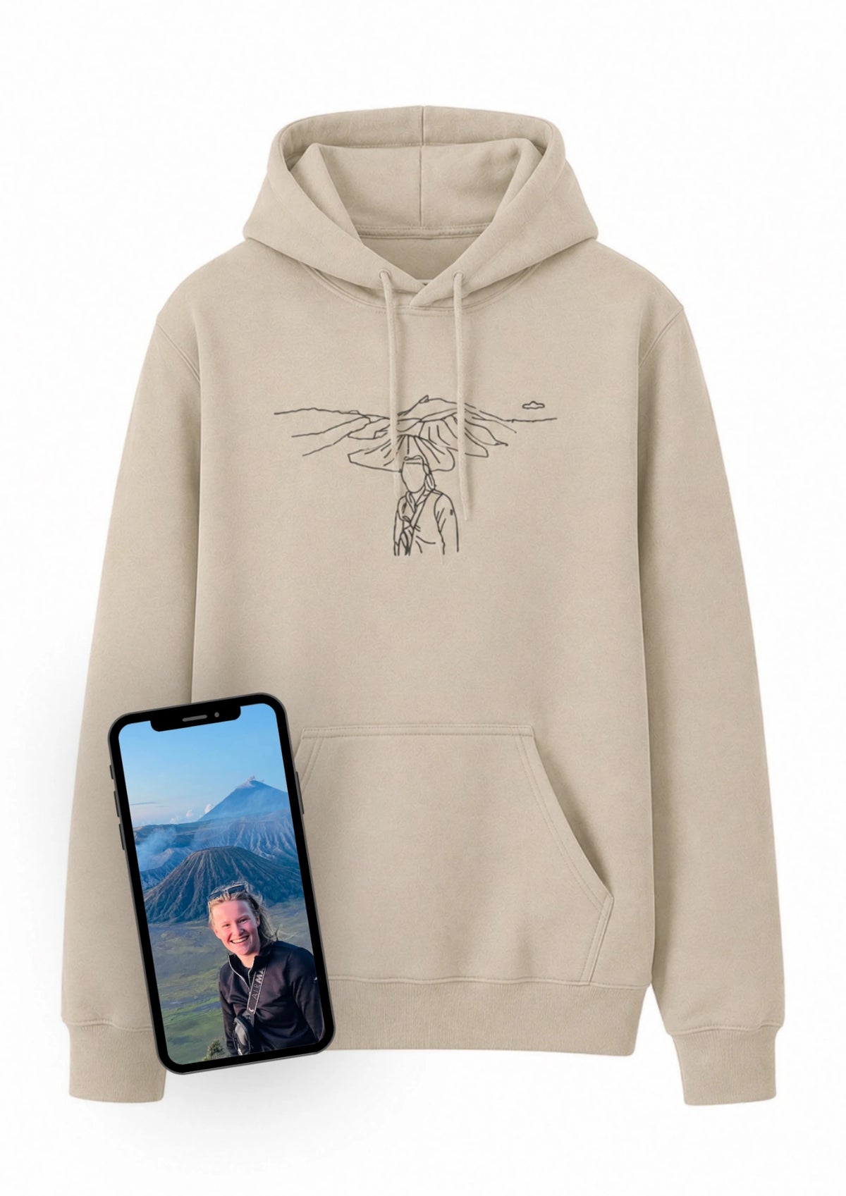 Hoodie (photo + background embroidered)