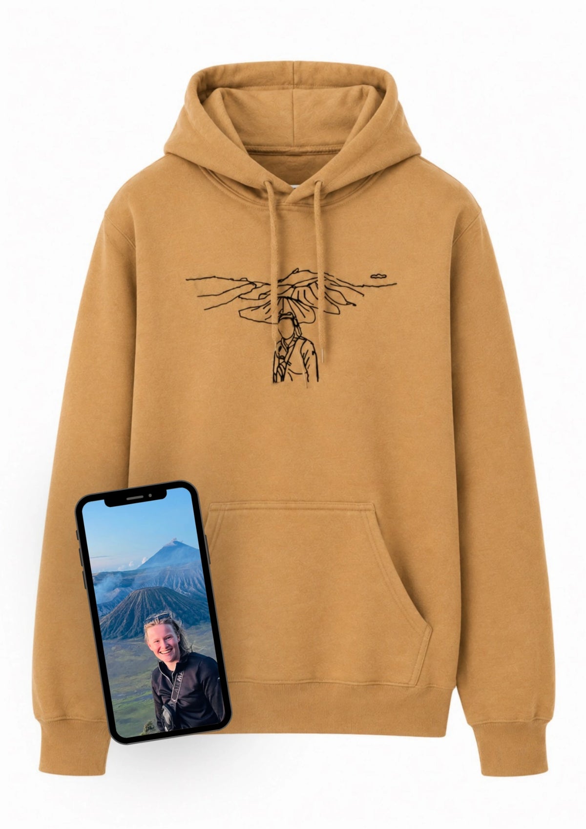 Hoodie (photo + background embroidered)