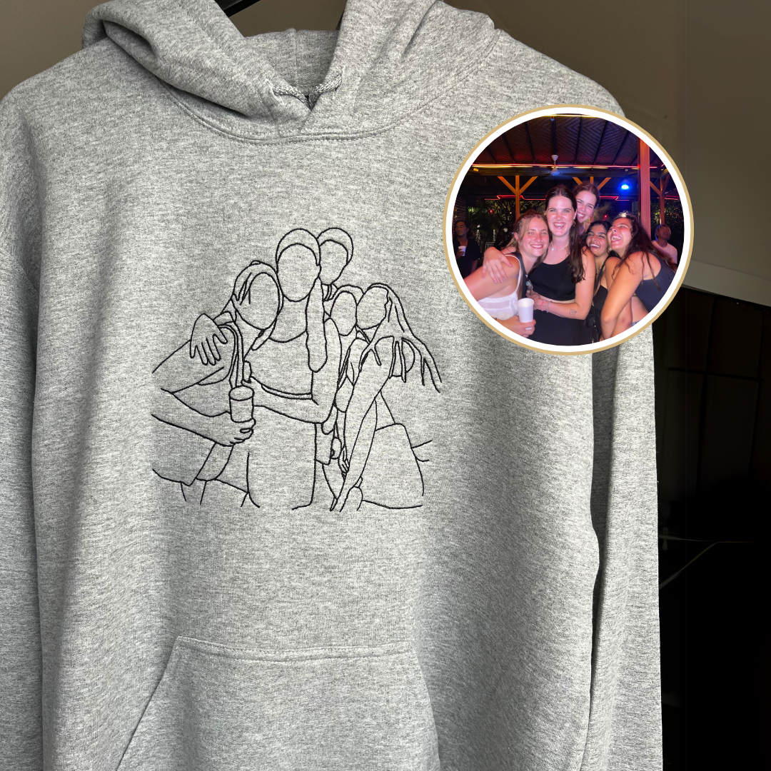 Grijze gepersonaliseerde hoodie met geborduurde foto