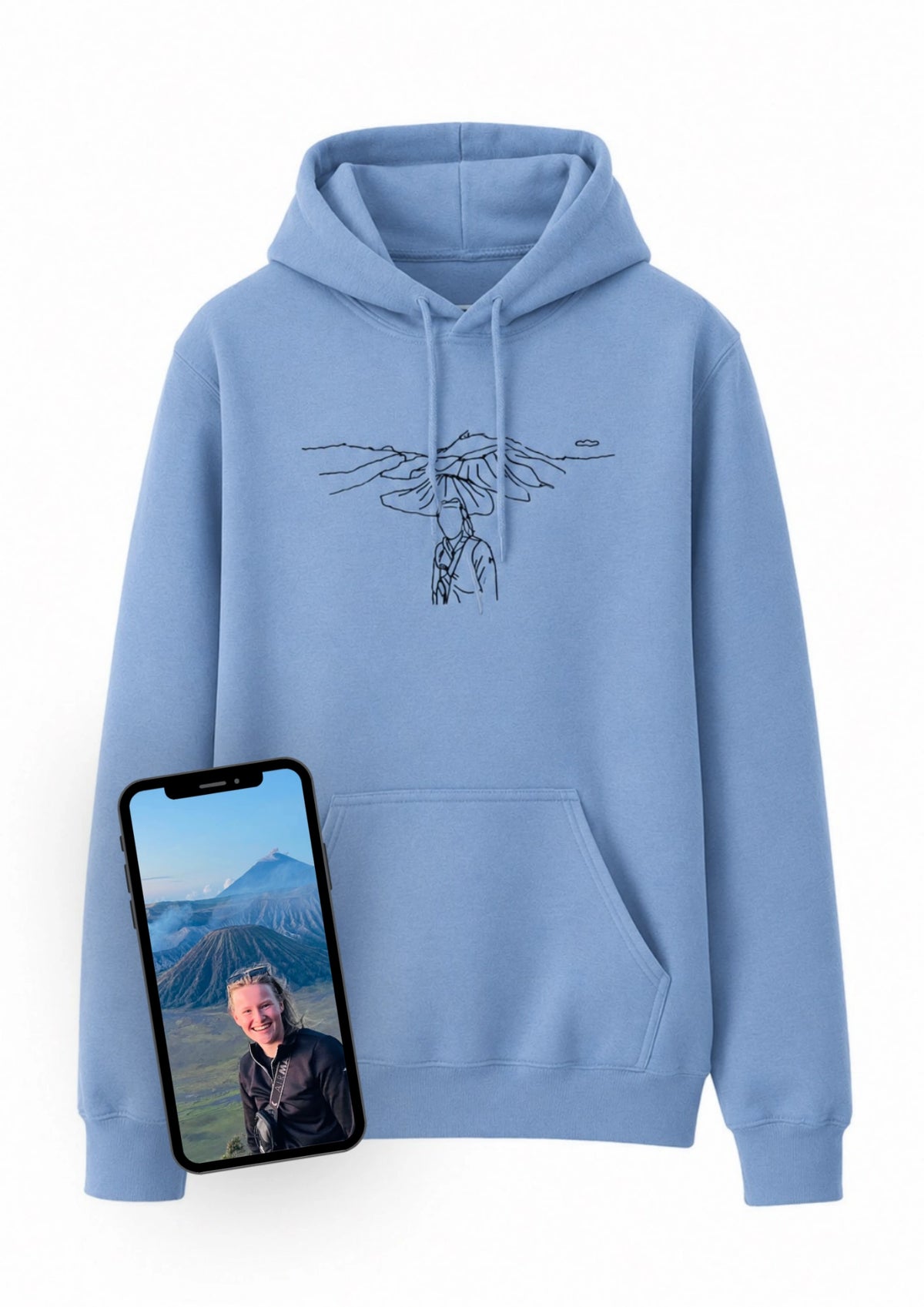 Hoodie (photo + background embroidered)