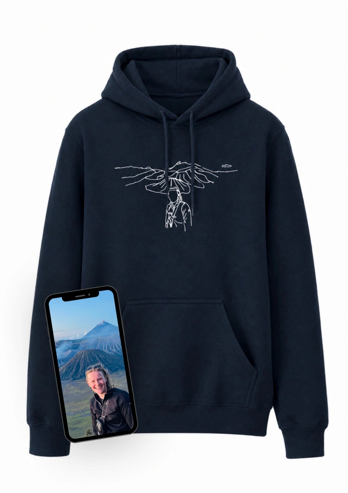 Hoodie (photo + background embroidered)