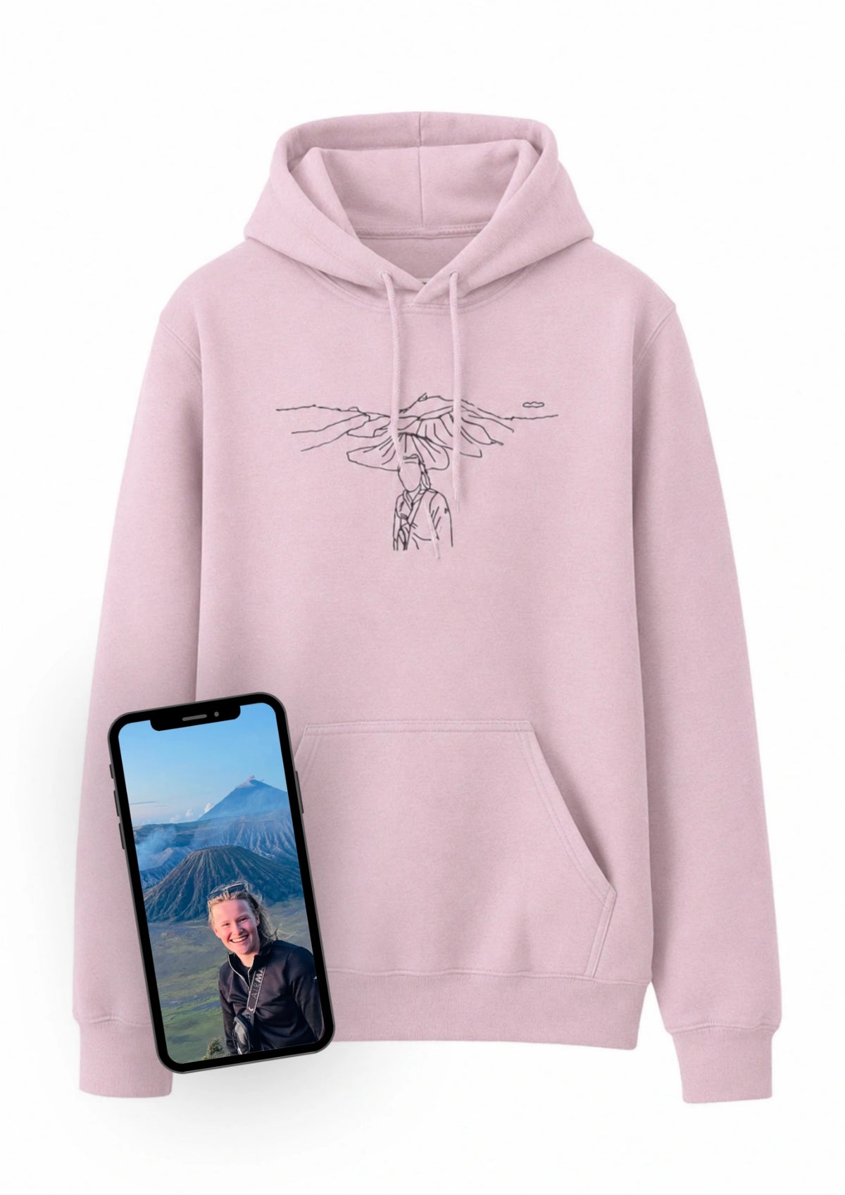 Hoodie (photo + background embroidered)